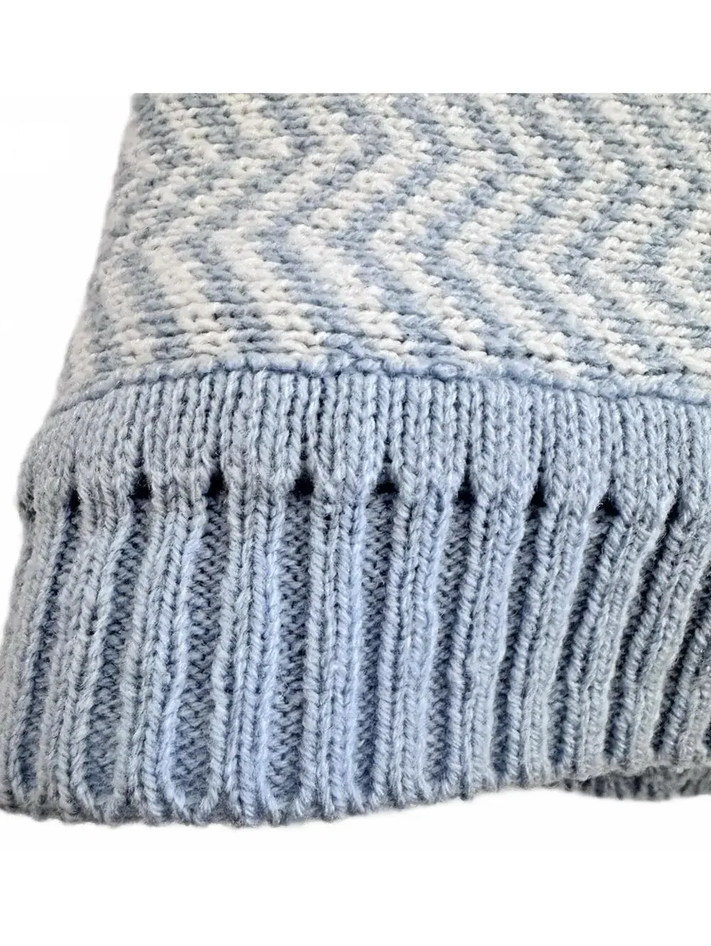 Blue Chevron Knit Baby Blue Blanket/ throw 36x36